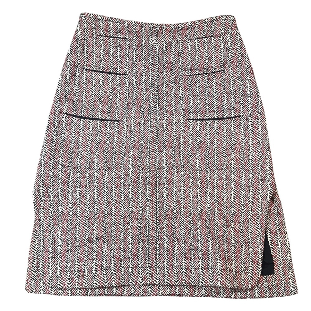 Carven Women’s Elegant‎ Red and Black Herringbone Skirt Size 42/30in